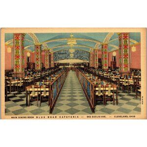 Blue Boar Cafeteria Main Dining Room Cleveland Ohio Linen Unposted PC335
